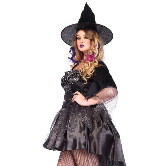 Black Magic Mistress Plus Size Witch Costume – Spellbinding Halloween Oufit - Picture 2 of 2